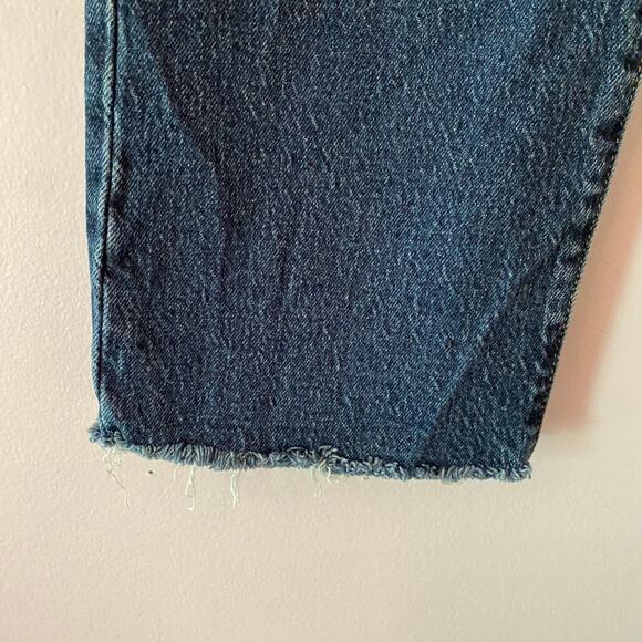 Levi's Premium Wedgie Straight Button Fly Dark Wash Jeans Frayed Women's size 30 - Picture 6 of 13